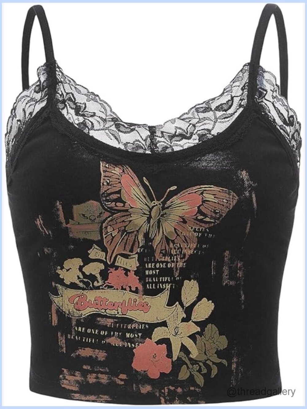 Lace Trim Cami Crop Top Sleeveless Clubwear Y2k